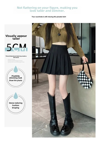Minifalda Plisada De Lana De Cintura Alta Para Mujer