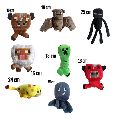 Peluches De Minecraft Creeper Enderman Steve Alex Importados