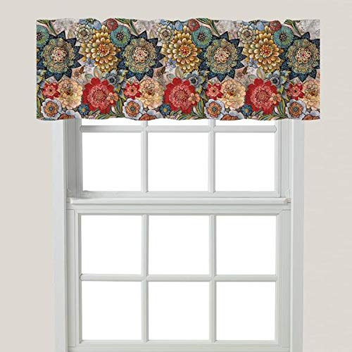 Valance De Ventana Bouquet Boho, Azul