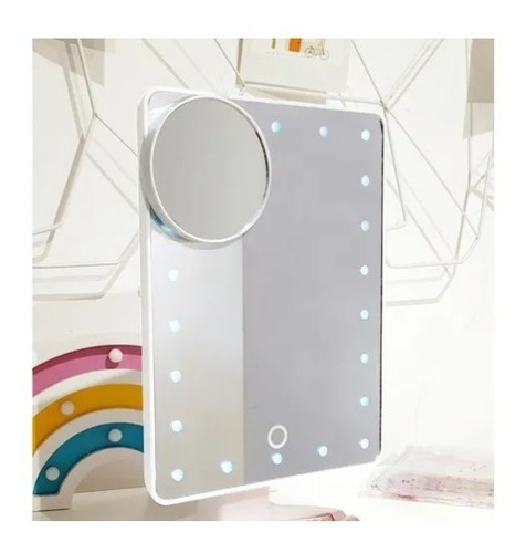 Espejo Luz Led Maquillaje Cosmética Táctil Plegable Aumento