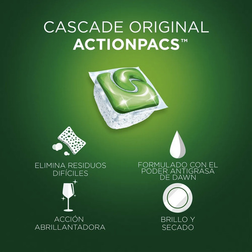 Imagen 3 de 10 de Detergente Lavavajillas Cascade Capsulas Caja Plástica X 60u