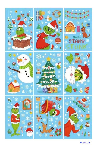 Pegatinas Grinch De La Navidad- Navideño -decoración Navidad