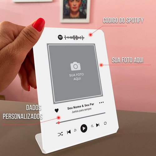 Quadro Display Acrílico Spotify Música Foto Personalizado