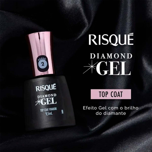 Kit 2 Und Top Coat Fixador Risqué Diamond Gel Cremoso 9,5ml Bege