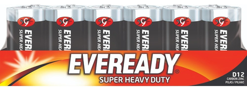 Pila Eveready Tipo D Grande Carbon Zinc Charola Pack X 12 