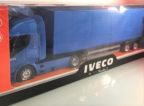 Brinquedo Caminhão Baú Hi Way Iveco Azul