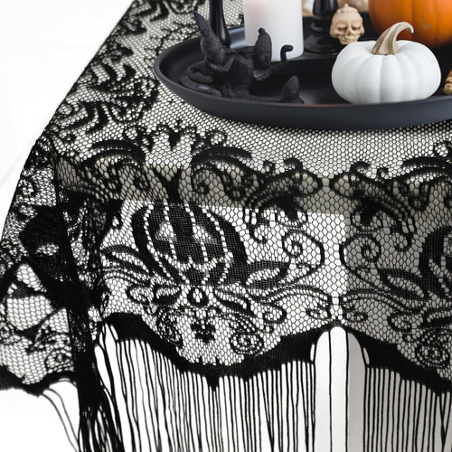 Mantel De Halloween, Mantel De Tela De Encaje De Calavera Co