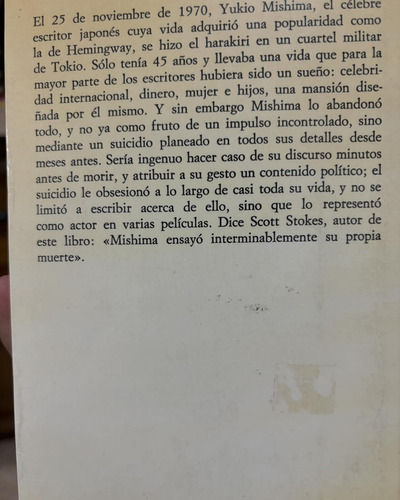 Vida Y Muerte De Mishima. Henry Scott Stokes (Usado)