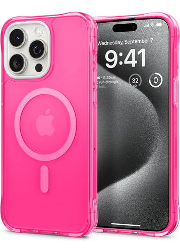 Funda Para iPhone 15 Pro Max Transparente Brillante - Rosa F