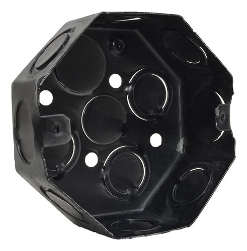 Caja Octogonal Chapa Grande Negra Embutir 10x10cm Ag X10