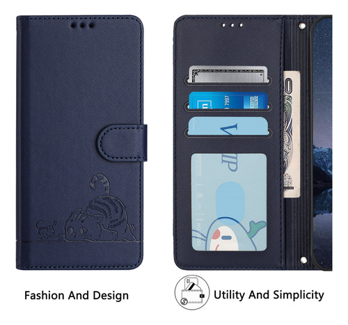 Bonita Funda De Piel De Gato Para Zte Blade A52/a53/a53 Pro/a53+/a55, Bonita Mujer Con Cierre Magnético