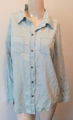 Camisa De Jeans Marca Seven Con Espalda De Festón Talle M 