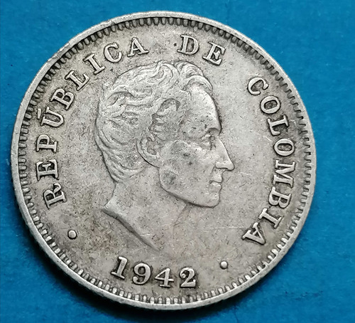 Colombia Moneda 10 Centavos 1942 Plata