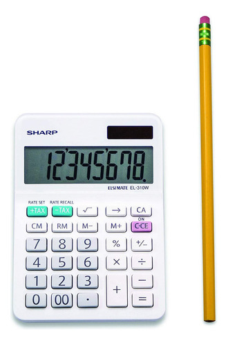Calculadora Solar, Sharp El-310wb, Blanca