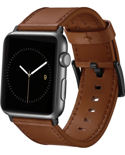 Correa Cuero Platinum Compatible Con Apple Watch 44mm Papaya