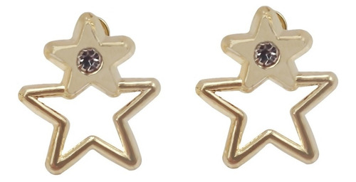 Amor Eterno - Broqueles Estrella Bisel Siluet Aretes Oro 10k