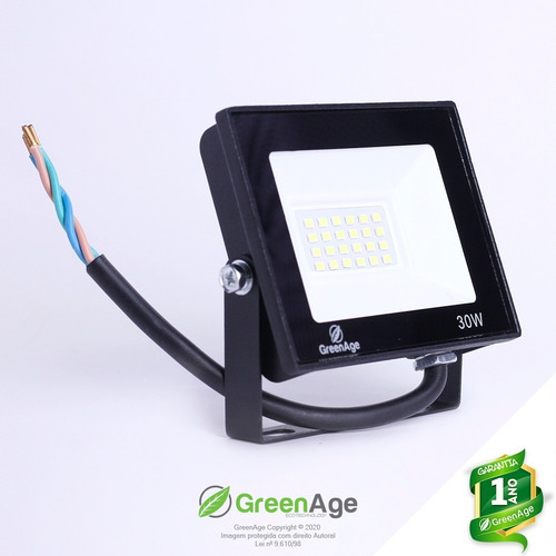 Refletor Led Verde Smd 30w Prova D´água Bivolt