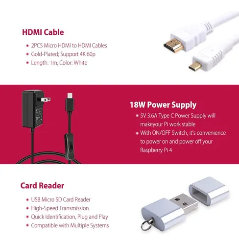 Geeekpi Raspberry Pi 4 8gb Starter Kit - 128gb Edition, R...