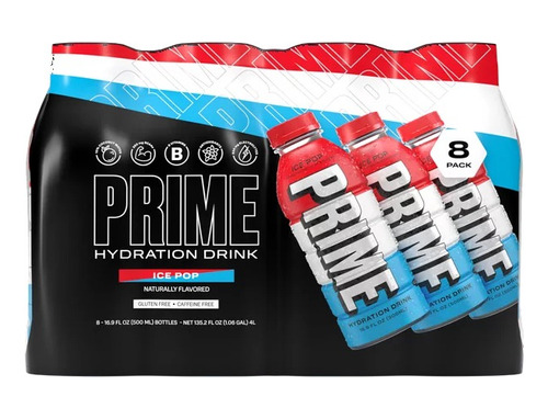 Prime Hydration Ice Pop 500ml 8 Pack Importado