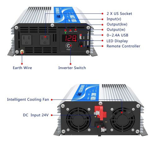 Inversor Modificado 1600 W, Alimentación Dc 12v Eficiente