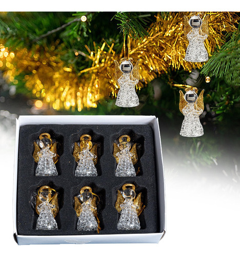 6 Adornos Colgantes Para Árbol De 2,1 Cm X 4,2 Cm Oro