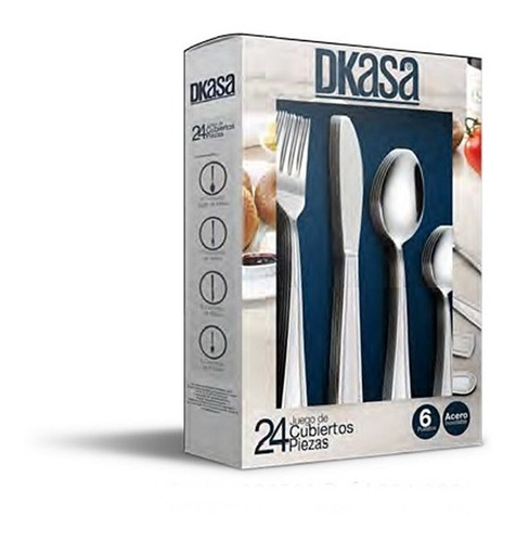 Juego De Cubiertos Dkasa 24 Piezas En Acero Inoxidable