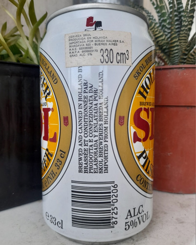 Vieja Lata Importada Holland Beer Skol Pilsener Bier 1987 (Usado)