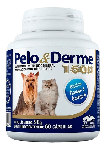 Pelo E Derme 1500 Vetnil Para Cães E Gatos - 60 Comprimidos