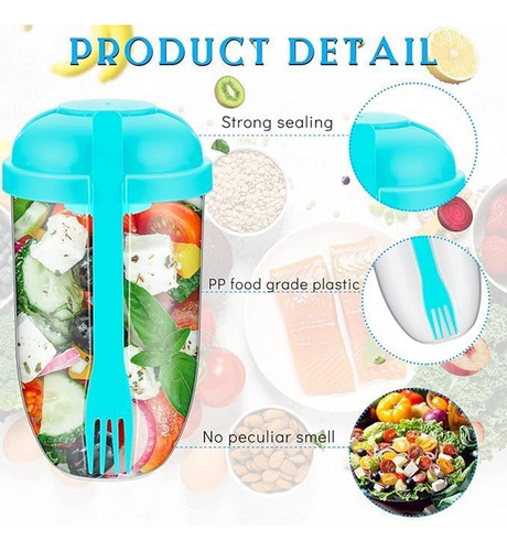 Vaso Para Ensalada, 4 Unidades, Con Tapa Y Tenedor