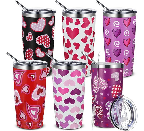 6 Vasos Para El Dia San Valentin 20 Onzas Con Acero Inoxidab