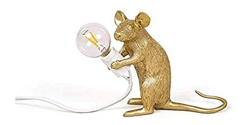 Clfine Lámpara De Mesa Moderna De Resina Dorada Para Ratón