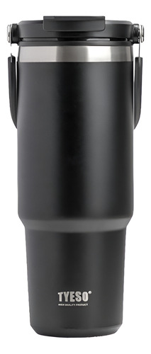 Vaso Térmico Tyeso Acero Inoxidable Roam 887ml Anti Derrames Negro Lisa