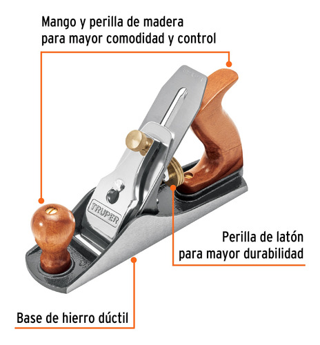 Cepillo Carpintero Liso #4 Base Hierro + Cuchillas 12006