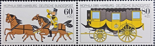 Alemania Caballos, Serie Mi 1255-56 Mophila 1985 Mint L16684