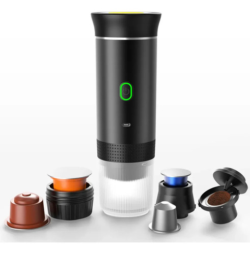 Cafetera Espresso Portátil Eléctrica 3 En 1 Usb Para Viaje Negro