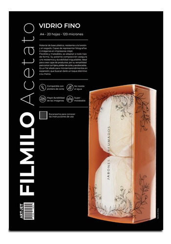 Filmilo Acetato Vidrio Fino 120mic - Art-jet® - A4 - 20hojas Color Blanco