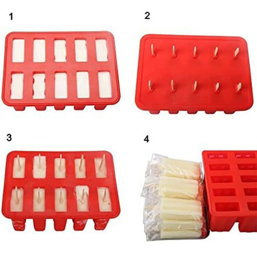 Silicona Helado Helado Paletas Maker 10 Cavidades Casero Pop