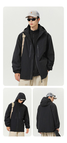 Chaqueta Softshell Impermeable Hombre Cortavientos Capucha