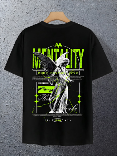 Camiseta Shein Manfinity Estampado Ángel Hombre Oversized