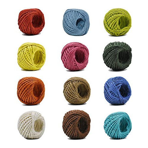 12 Color Jute Twine Natural Jute String 2mm 3 Ply Twine...