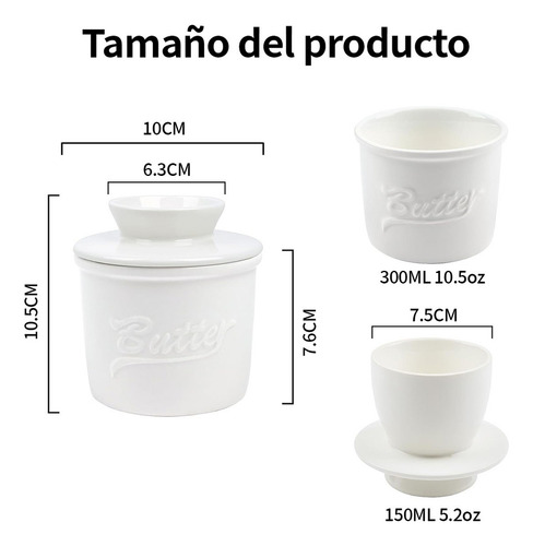 Mantequillera De Cerámica Francesa Con Agua 300 Ml