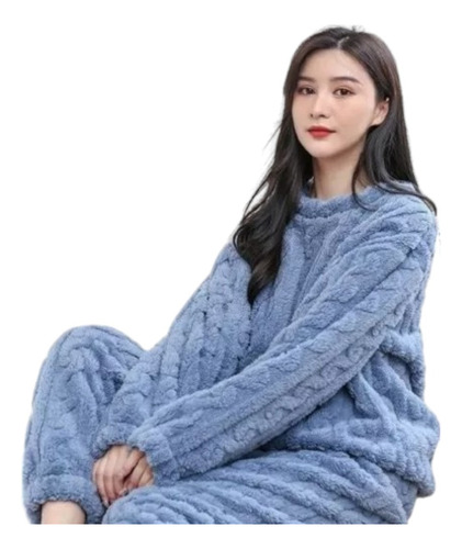 Pijama Conjunto Invierno Mujer Peludo Suave Trenzado