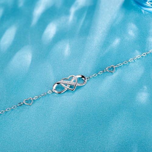 Pulseras De Plata De Ley 925 Con Forma De Corazón Infinito P