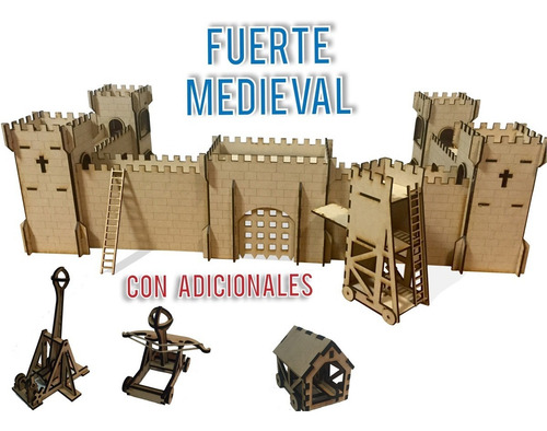 Imagen 2 de 10 de Castillo Fuerte Medieval Fibrofacil Mdf Incluye Adicionales