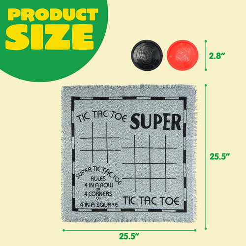 Juego De Damas Gigantes Vintage 3 En 1 Y Tic Tac Toe Con Tap