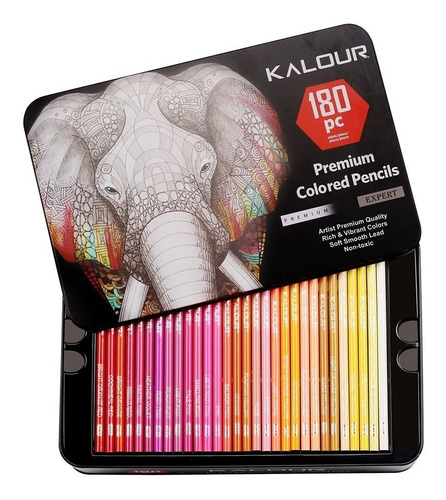 Set 180 Lápices Colores Profesionales Dibujo Caja Metálica