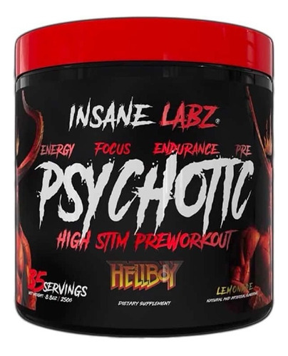 Insane Labz Psychotic Hellboy Oxido Nítrico Pre Entreno Sabor Blue Raspberry