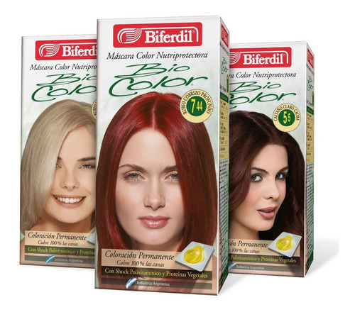 Tintura Coloración Biferdil Biocolor Mascara Color Pack 3un
