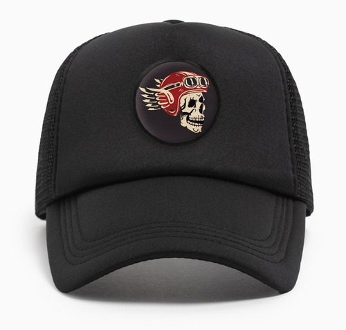 Gorra Trucker Motor Club Moto Calavera Casco Alas Mot43