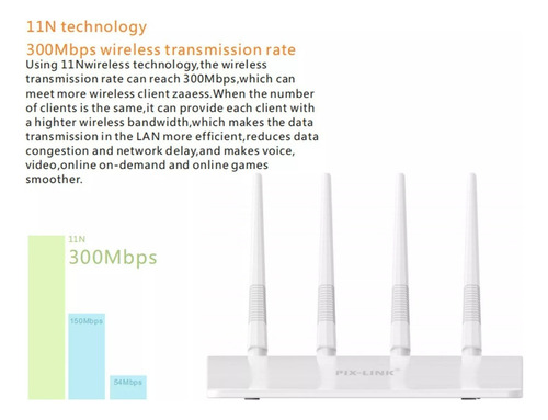 Router Wifi Pix Link 300mbps Repetidor Modem Alta Potencia